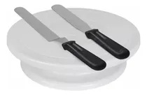 Comprar Plato Giratorio Con Base MTL Repostería Decoración Pastelería Soporte Tortas Cupcakes Base Circular Antideslizante Con 2 Espátulas De Acero Mango Plástico Resistente Profesional Decoración Cocina