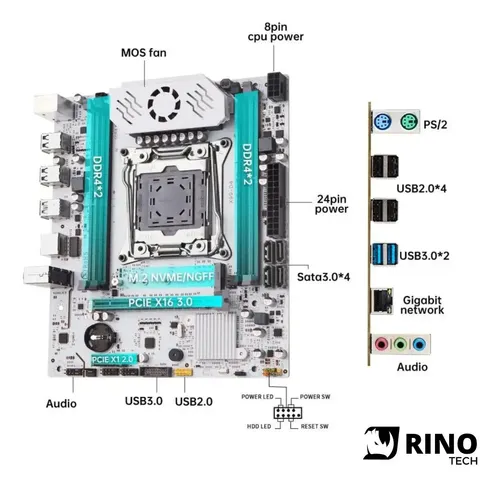 Placa Mãe Qiyida X99 D4 Xeon V3 V4 Ddr4 M.2 Nvme Vrm Cooler