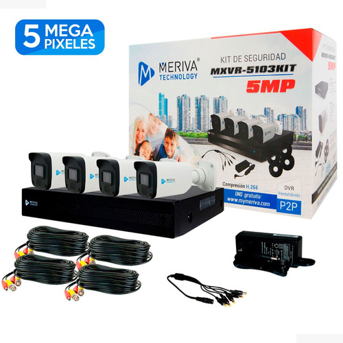 Kit Cctv Exterior 5mp 4 Cámaras Metálicas Mxvr-5103kit