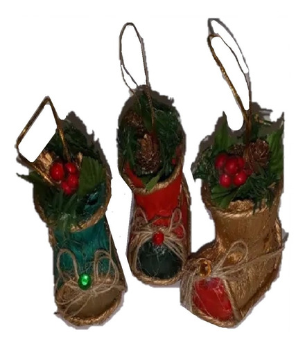 Adorno Navideño Navidad Colgante Botas Decoradas X12