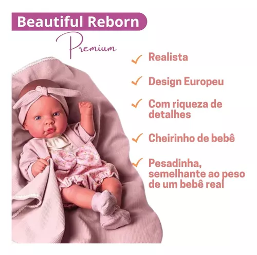 Boneca Bebê Reborn Realista Menina Silicone Pode Dar Banho - Milk