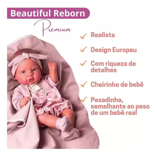 Boneca Bebê Reborn Menina Realista Bebê 100% Silicone - Milk