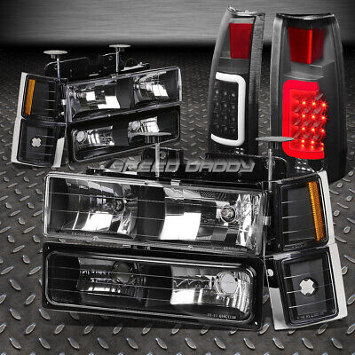 Black 8pc Headlight+bumper+corner+smoked 3d Led Tail Lig Zzf