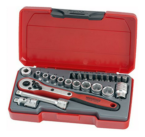 Teng Tools 24 Piezas 1-4 Pulgadas Drive 6 Puntos Métrico Reg