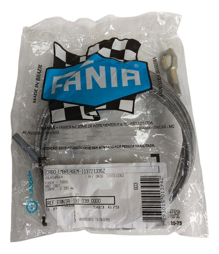 Cabo Embreagem + Flexivel Fusca 1968/... Fania 61039 61169