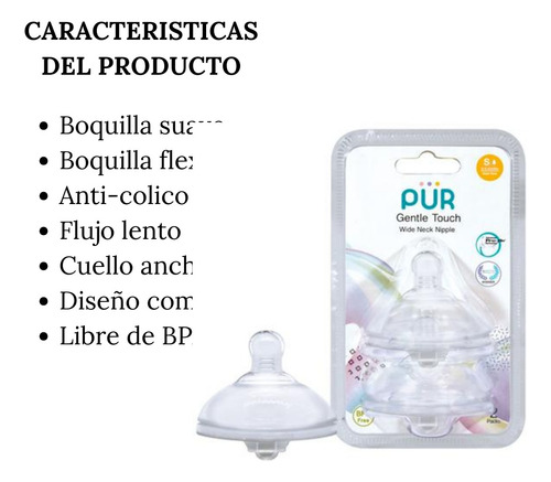 Tetina De Cuello Ancho Gentle Touch Tamaño S-2pk 0-3meses