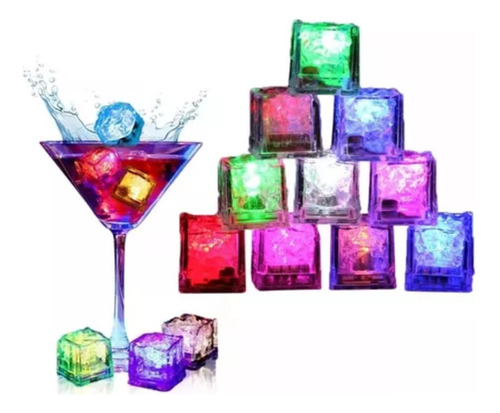 60 Cubos Hielo Led Luminosos Multicolor Bebidas Fiesta Bodas