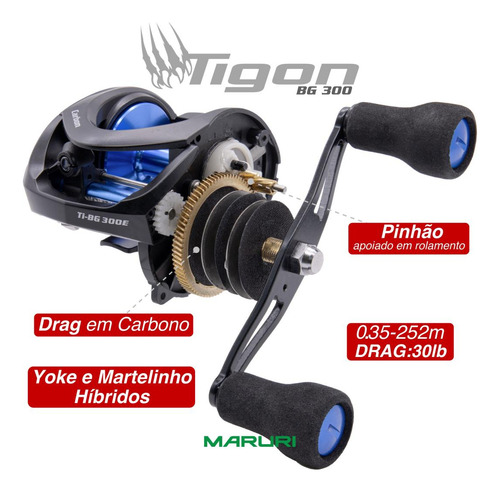 Carretilha Tigon Bg 300 Drag 13,6kg Lado Manivela Esquerdo