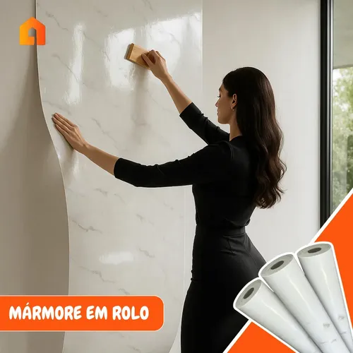Placa Adesivo Autocolante 3d Mármore Em Rolo Lavável Impermeável Revestimento Parede Decorativo Cor Branco