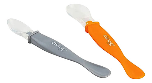 Colheres Para Bebê Ponta Dupla Silicone Macia Clingo C2243