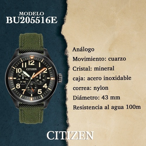 Imagen 6 de 7 de Citizen Chandler Green Military Bu2055-16e ........ Dcmstore