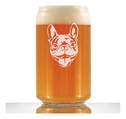 Happy Frenchie - Beer Can Pint Glass - Fun Unique French Bu.