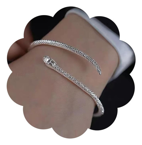 Zeshimb Pulsera De Serpiente De Plata Abierta Brazalete De S