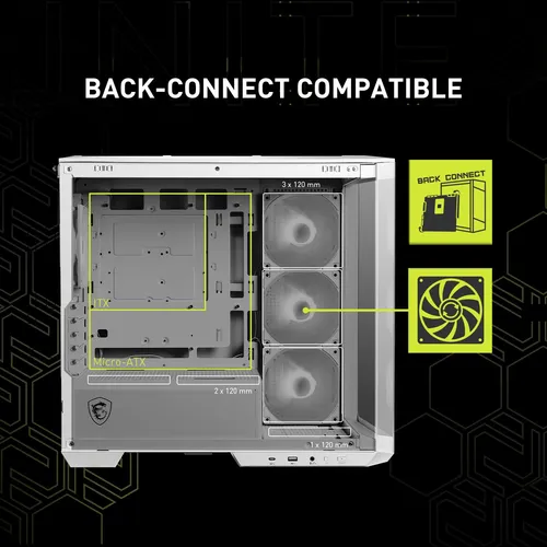 Funda Para Pc Msi Mag Pano M100r Pz Blanca Micro-atx Con 4 V