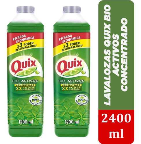 Lavaloza Quix Con Bio Activos Concentrado 1200ml Pack 2 Unid