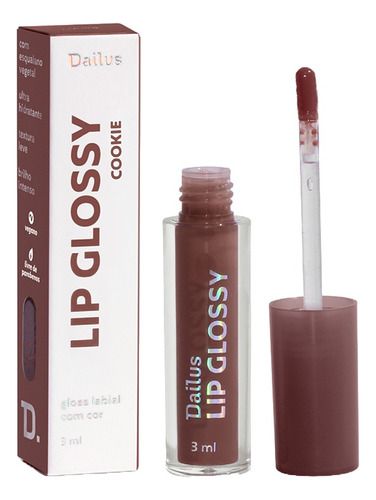 Dailus Lip Glossy - Cookie Acabamento Brilhante Cor Marrom-claro