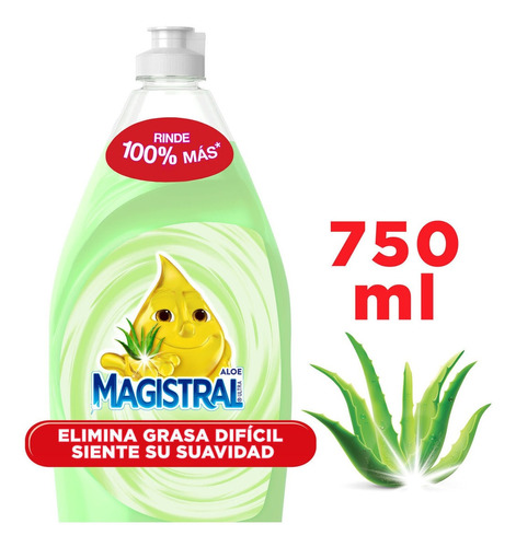 Lavatrastes Magistral Aloe concentrado limón en botella 750 mL