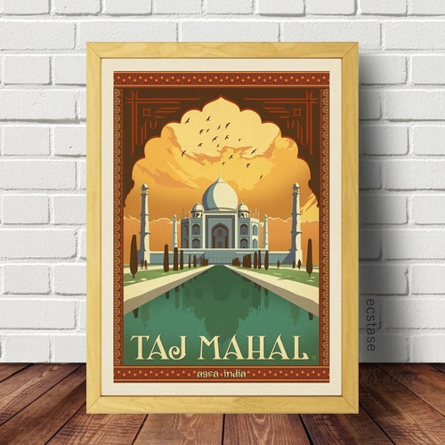   Quadro Decorativo Vintage Taj Mahal Índia