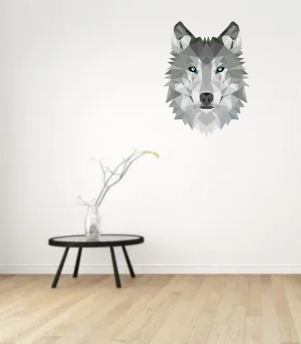 Adesivo Decoração Parede Carro Móveis Porta Lobo Cinza Wolf