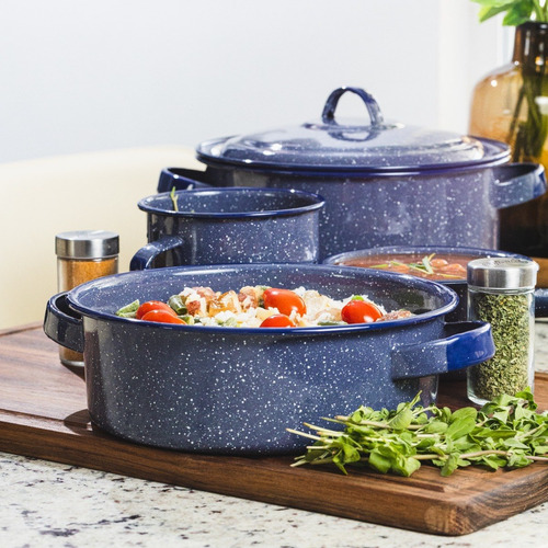 Imagen 3 de 9 de Batería De Cocina Cinsa Clásica De Peltre 5 Piezas Lavanda
