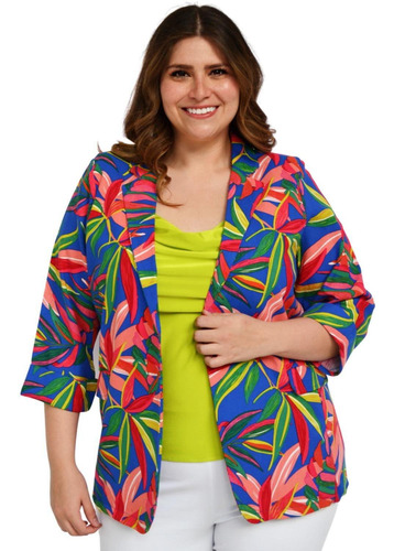 Blazer De Lino Roman Fashion/tallas Extras, 2163 (rey Tropic