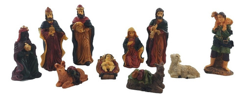 Set de natividad navideña de resina de 10 piezas