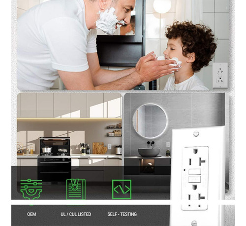 W Saída Gfci 20a, Receptáculo Elétrico Gfi Com Indicador Led