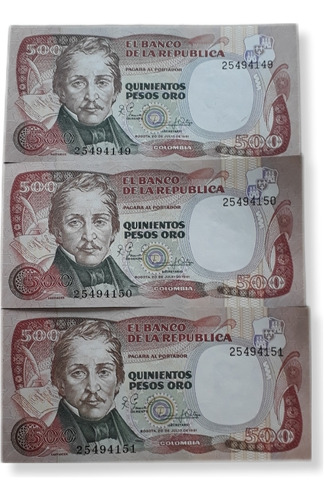 Colombia Trio Consecutivos 500 Pesos 1981 Sin Circular