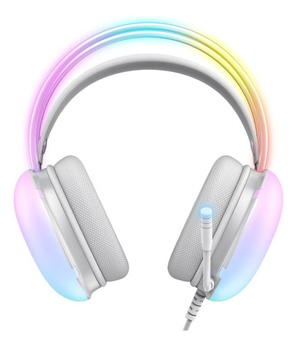 Audífonos Gamer Onikuma Gamer X25 Blanco Con Luz Rgb Led Blanco