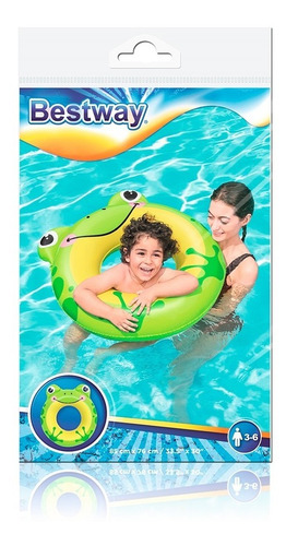 Salvavidas Inflable Dona Flotador Diseño Panda Y Rana 6 Pzas