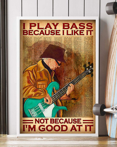 Letrero Metal Retro Vintage Texto  I Play Bass Because Like