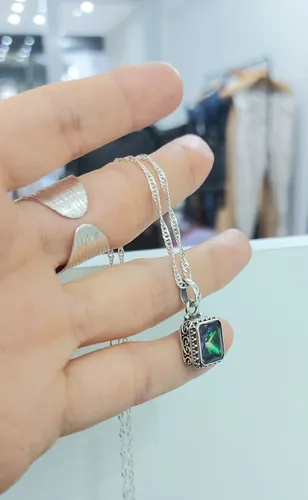 Dije De Plata 925 Y Piedra Cuarzo Místico