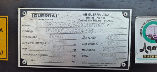 Rodocaçamba Guerra 2022/22 35m3 Cada Parte C/ Pneus 8e61