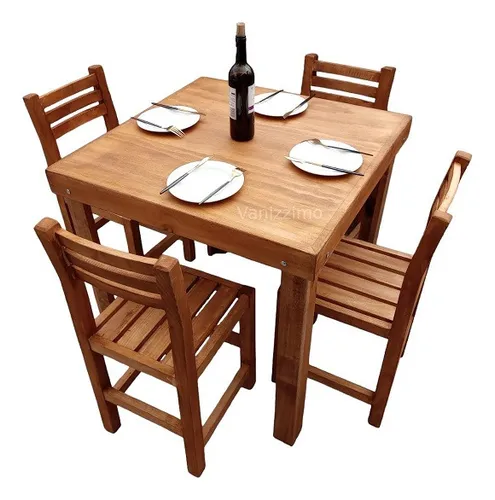 comprar 4 Sillas De Madera + Mesa De 80x80 Cm Restaurante, Cafeteria