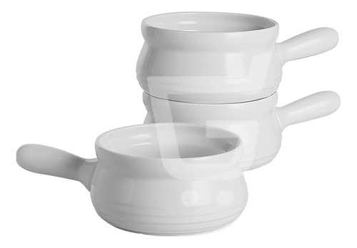 Taza De Cerámica Con Mango Ergonómico Para Sopa X3 Unidades 