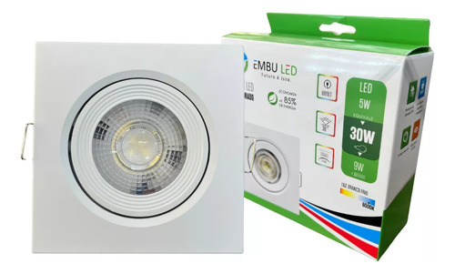 Kit 10 Luminária Teto Spot Led 5w Direcionável 3000k