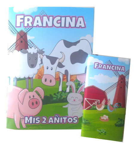 Souvenir Animales Granja -25 Libritos Color Y 25 Lapices X6