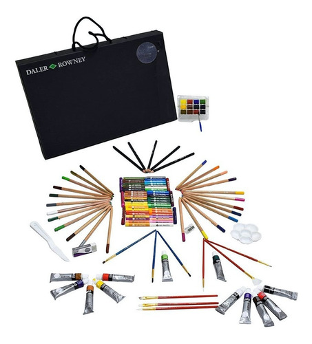 Imagen 3 de 8 de Set De Arte Y Dibujo Estuche 162 Pzs+ Caballete Daler Rowney