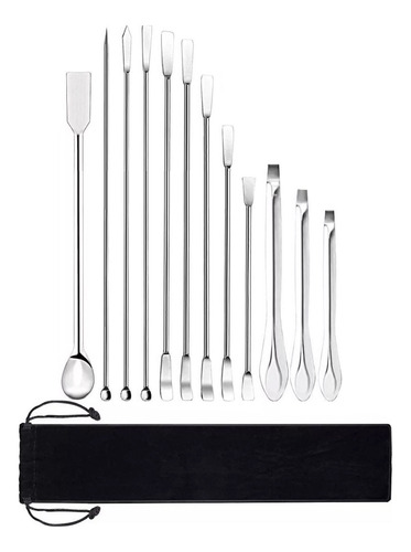 Stainless Steel Laboratory Spoon And Spatula, 12 Pieces
