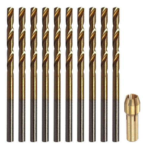 Kit Pinça 3mm E 10 Brocas Hss Titânio Para Micro Retíficas