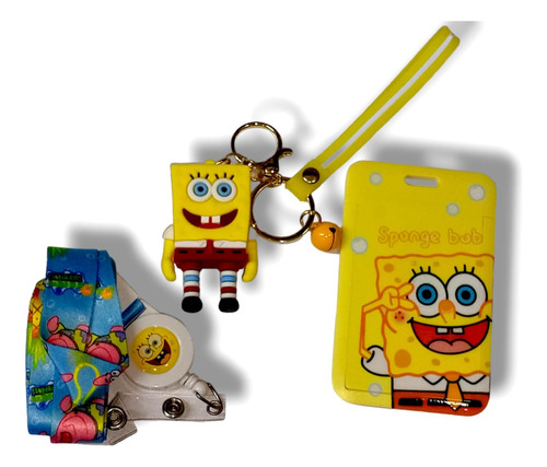 Kit X3 De Porta Carnet + Yoyo + Llavero De Bob Esponja