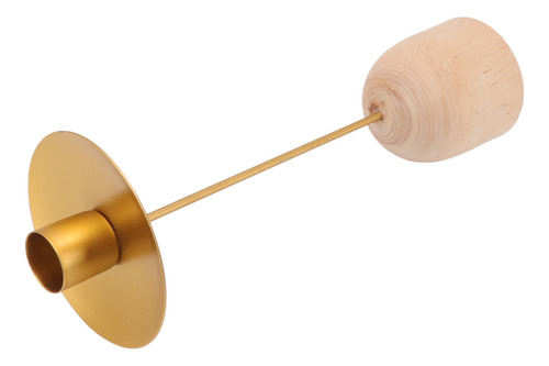 Portavelas De Hierro Con Base De Madera Decorativa