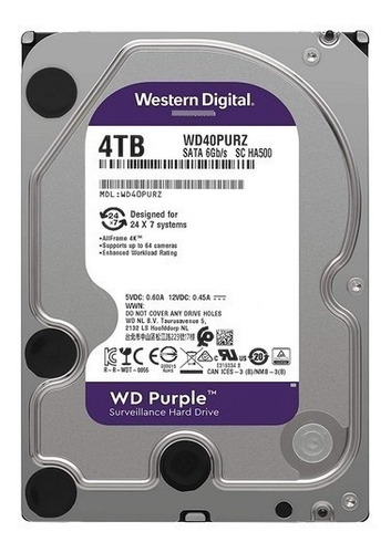 Disco Duro Western Digital Wd 4tb Purple Sata 3.5 Dvr Cctv