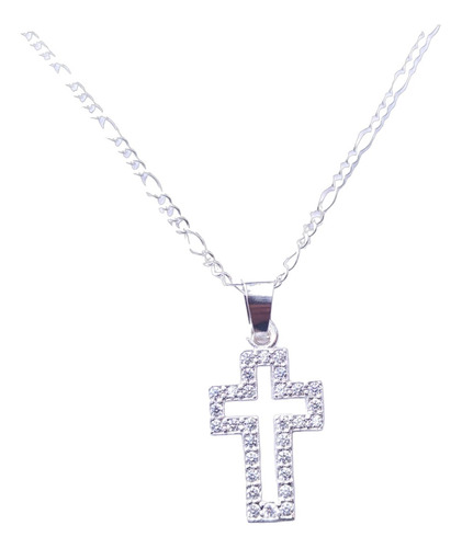 Dije Cruz Jesus Silueta Con Piedras Con Cadena Plata Ley 925