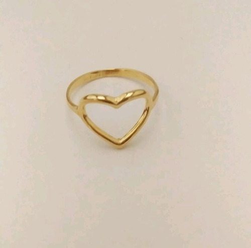 Imagem 9 de 10 de Anel Coração Vazado Fino E Delicado Banhado Ouro 18k