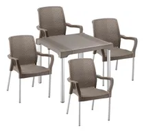 Comprar Juego Mesa 4 Puestos Sillas Comedor Exterior Jardín 
