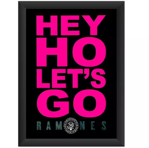 Quadro Decorativo A4 Banda Ramones Hey Ho! Let's Go