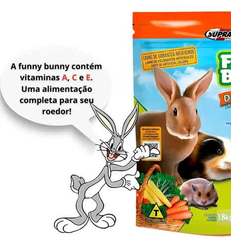 Ração Porquinho Da Índia Coelho Hamster Funny Bunny 1,8kg