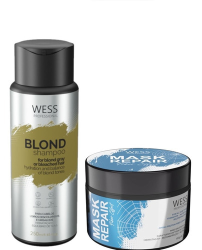  Wess Blond Shampoo + Repair Fiber Effect Máscara