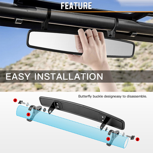 Espejo Retrovisor Universal De 15 Pulgadas Para Utv Con Abra